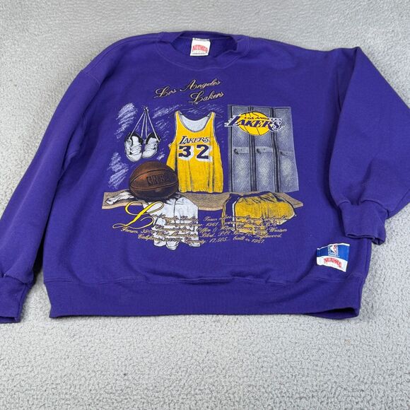 VTG Magic Johnson Los Angeles Lakers Sweatshirt Mens L Crewneck Nutmeg Sweater